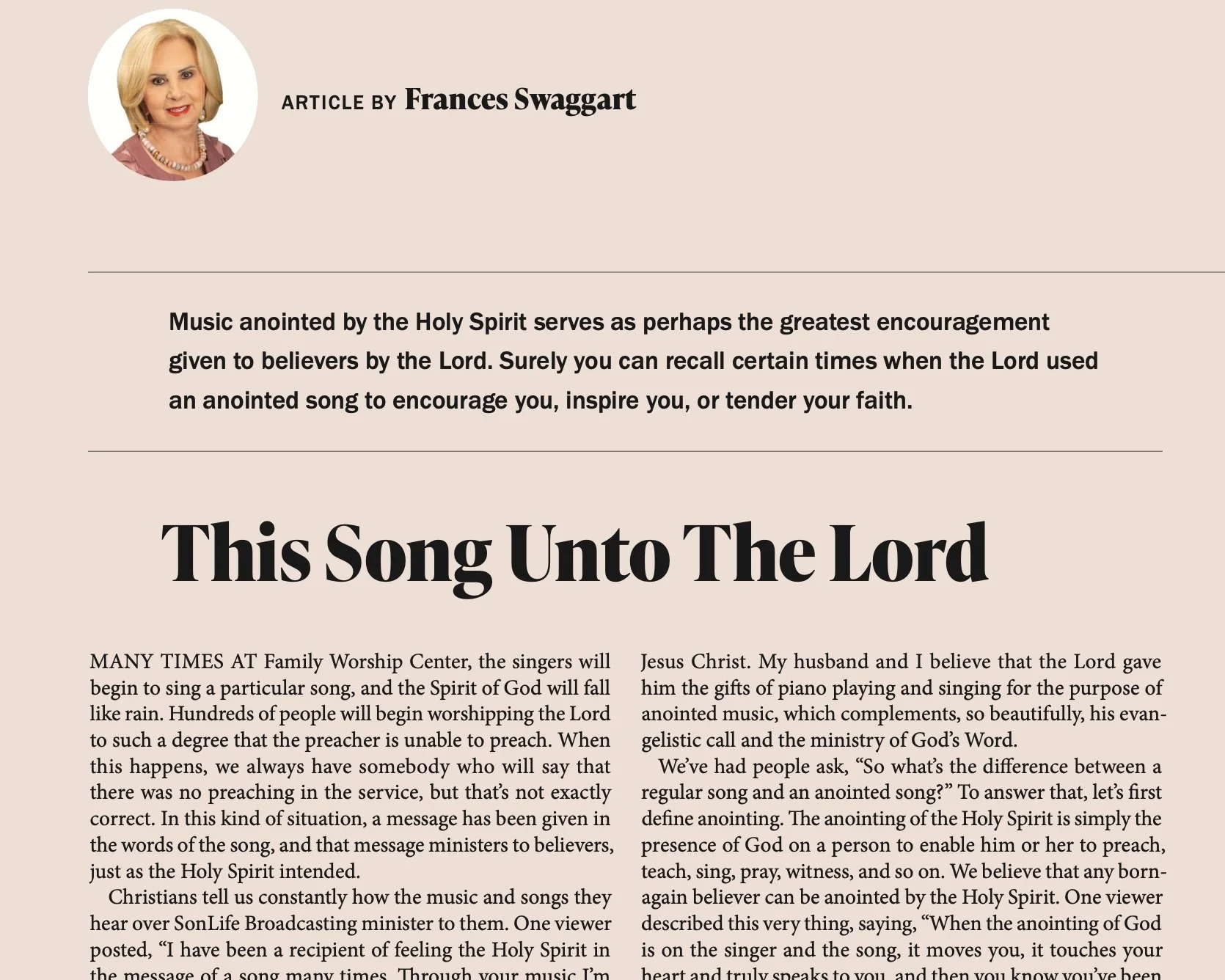 Frances Swaggart — Jimmy Swaggart Ministries